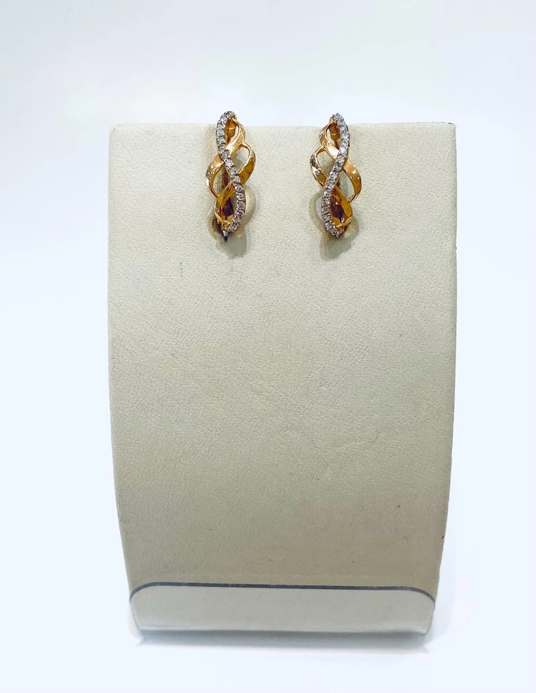 Серьги с бриллиантом из красного золота 585 пробы