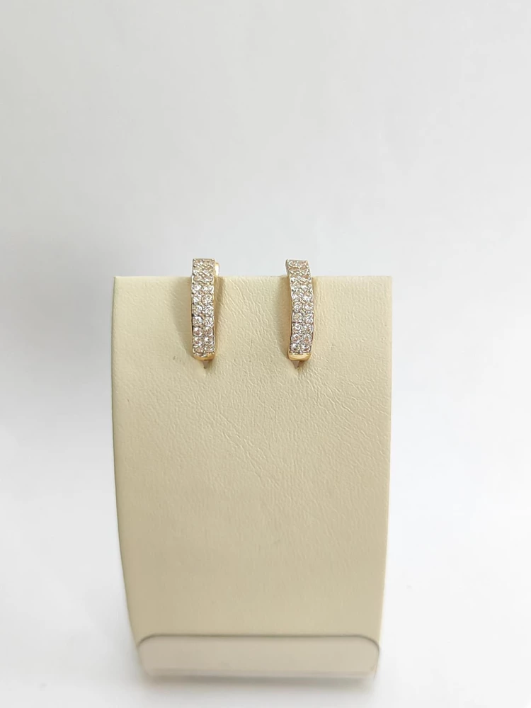 Серьги с фианитом из красного золота 585 пробы
