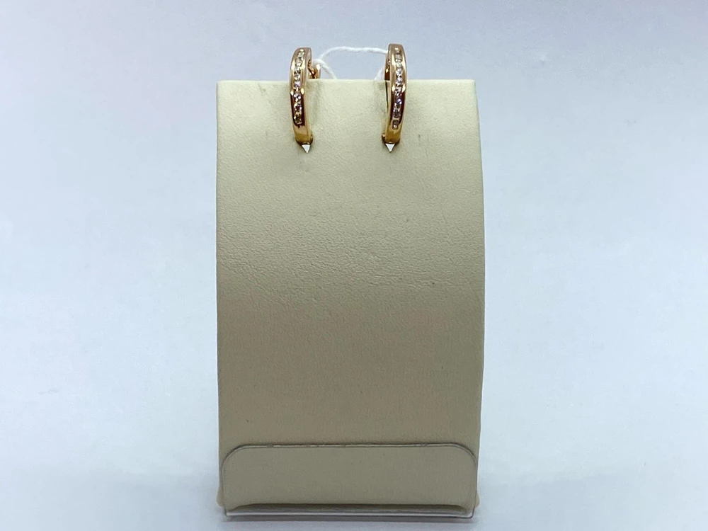 Серьги с фианитом из красного золота 585 пробы