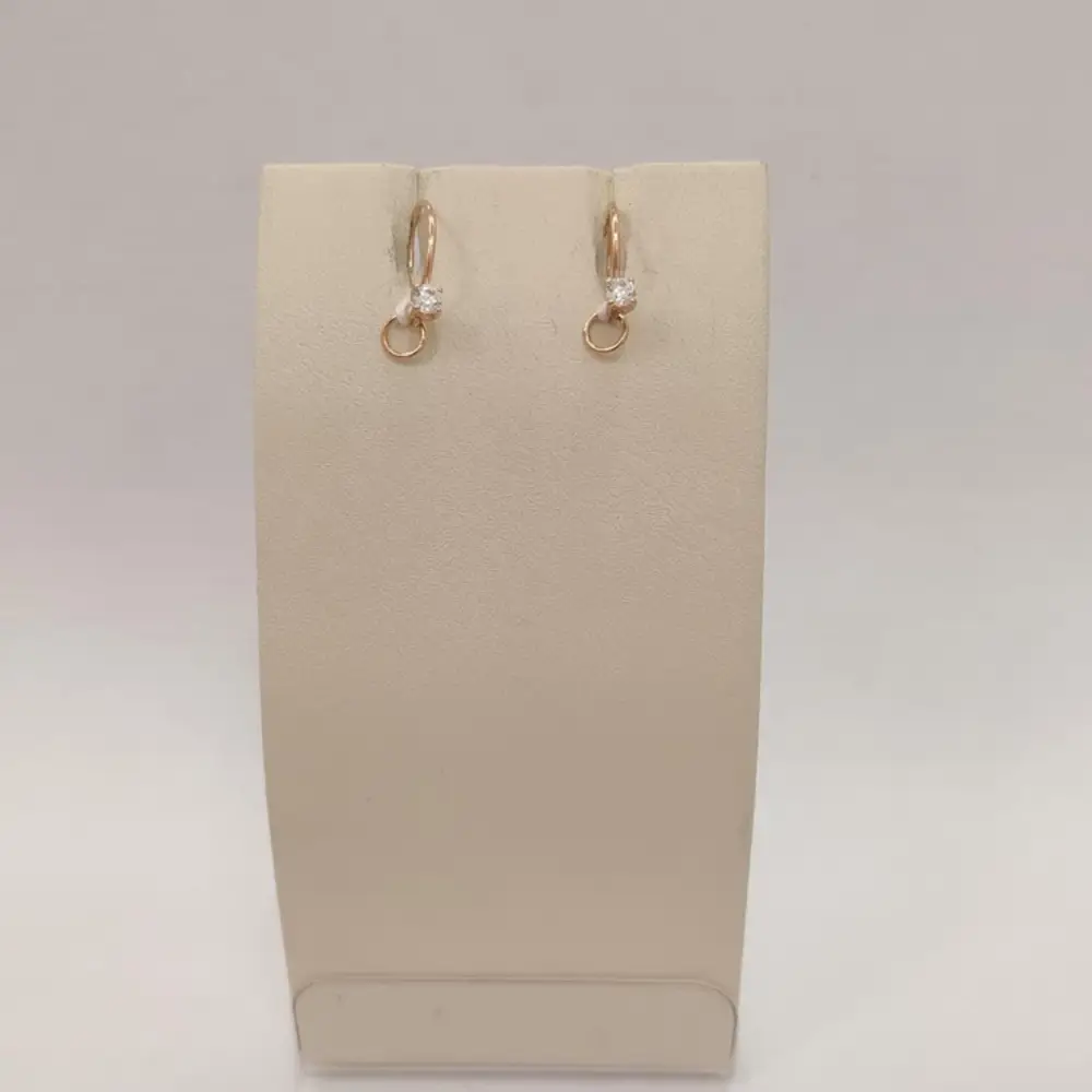 Серьги с фианитом из красного золота 585 пробы 1
