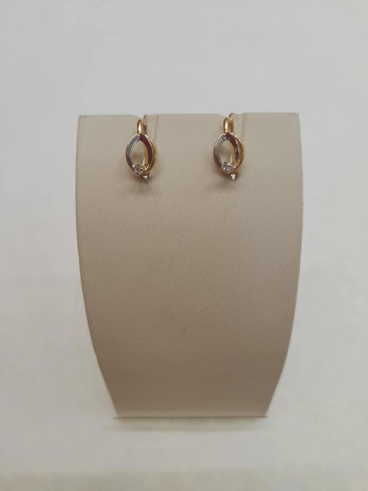 Серьги с фианитом из красного золота 585 пробы