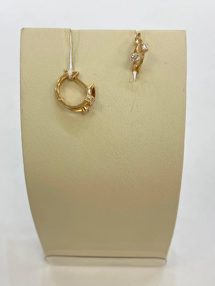 Серьги с фианитом из красного золота 585 пробы