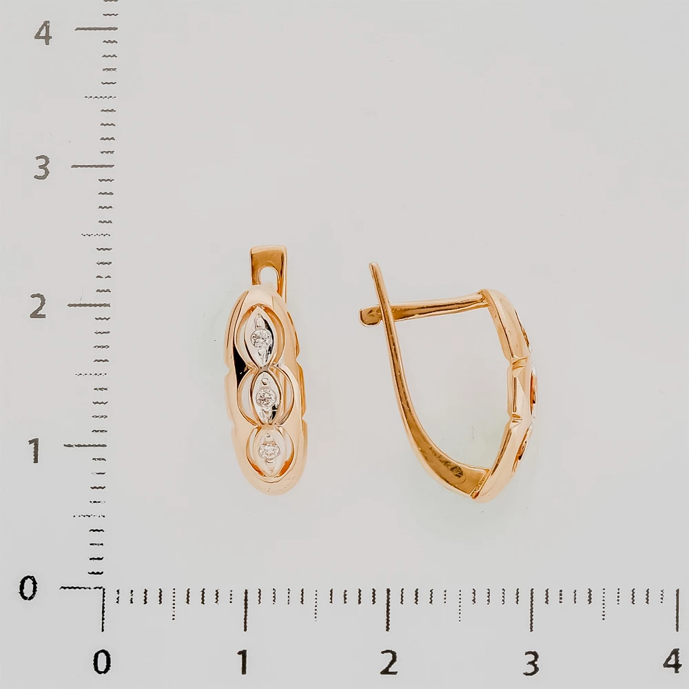 Серьги с фианитом из красного золота 585 пробы