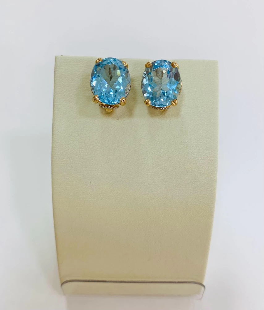 Серьги с топазом из красного золота 585 пробы