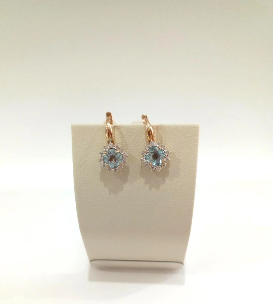 Серьги с топазом из красного золота 585 пробы