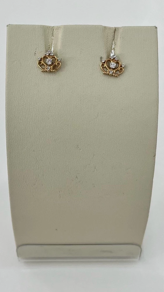 Серьги с фианитом из красного золота 585 пробы