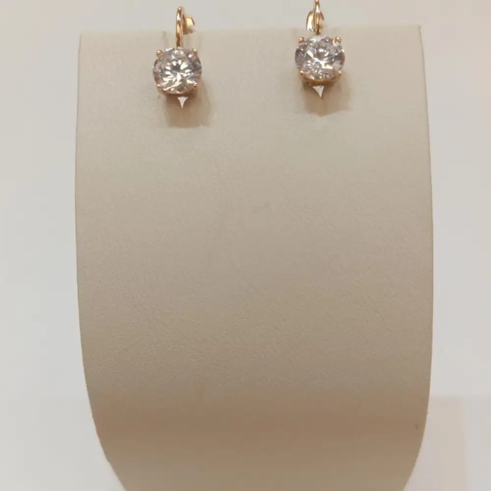 Серьги с фианитом из красного золота 585 пробы 1