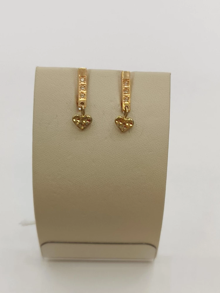 Серьги с фианитом из красного золота 585 пробы