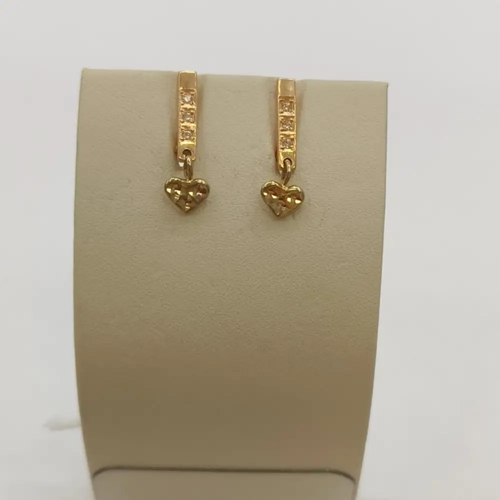 Серьги с фианитом из красного золота 585 пробы