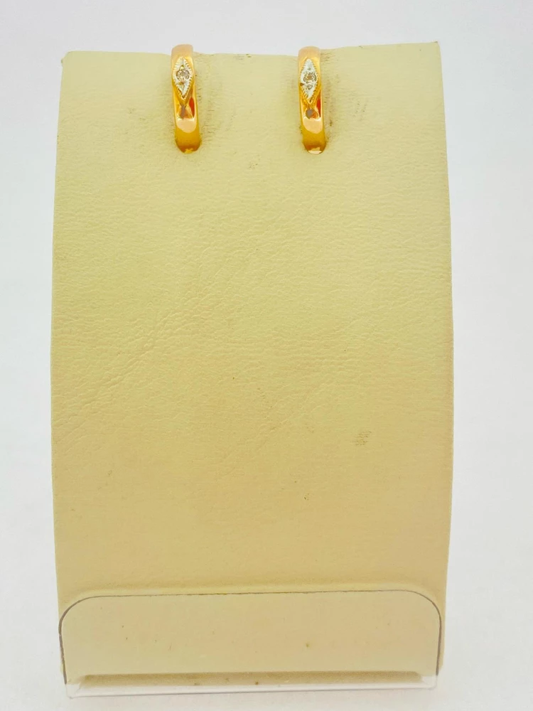 Серьги с фианитом из красного золота 585 пробы