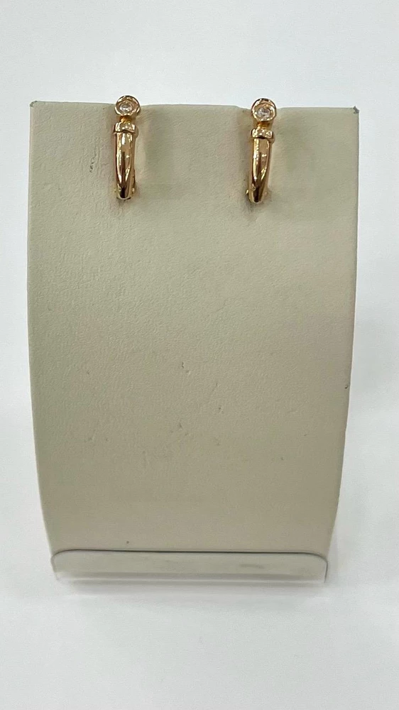 Серьги с фианитом из красного золота 585 пробы