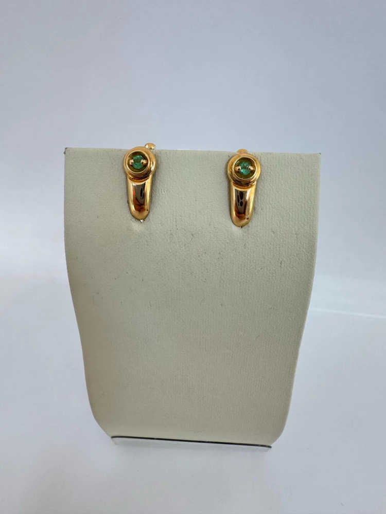 Серьги с изумрудом из красного золота 585 пробы