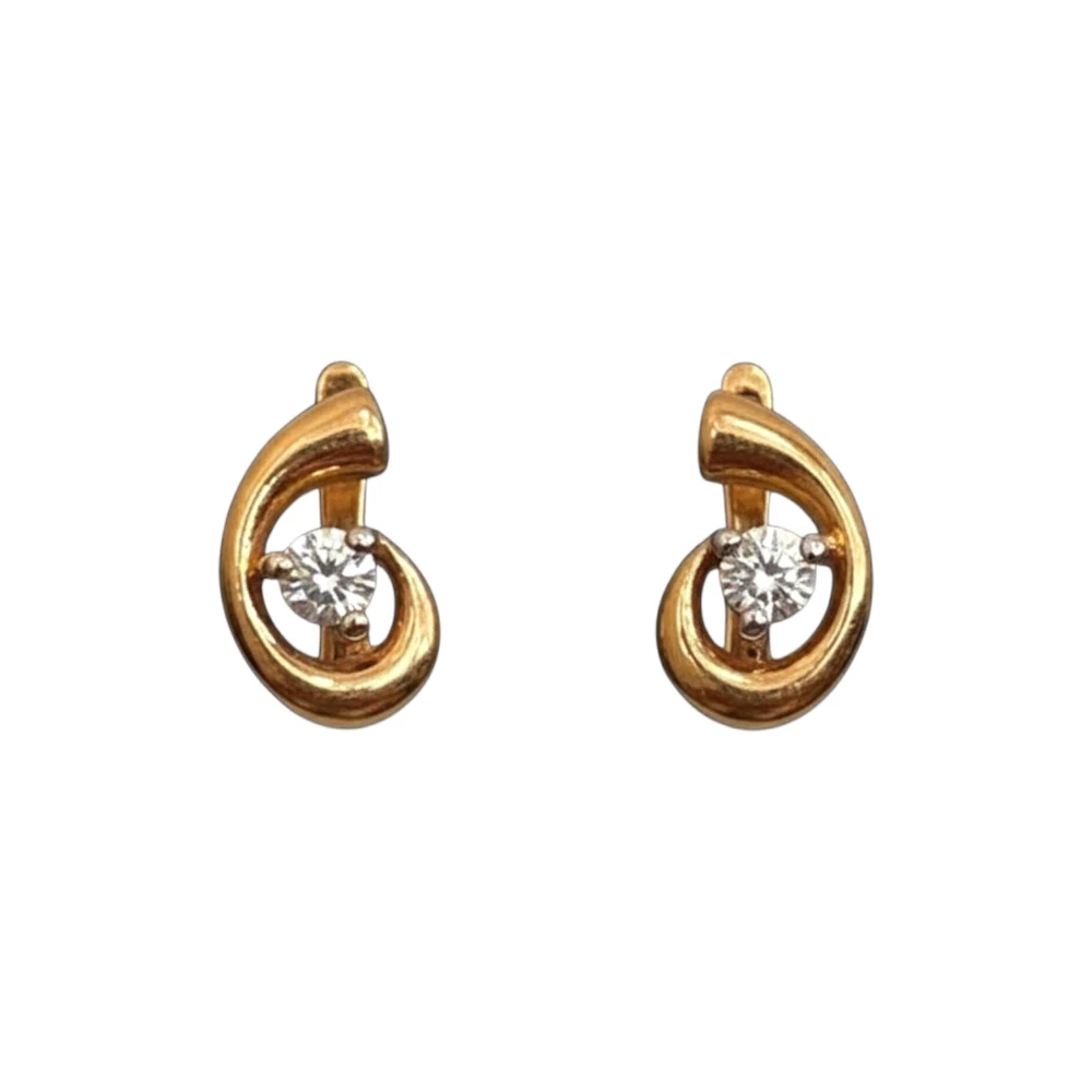 Серьги с бриллиантом из красного золота 585 пробы