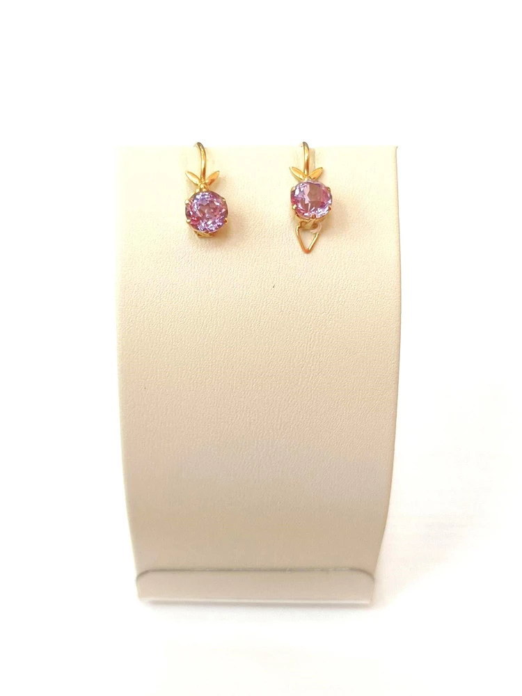 Серьги с аметистом из красного золота 583 пробы