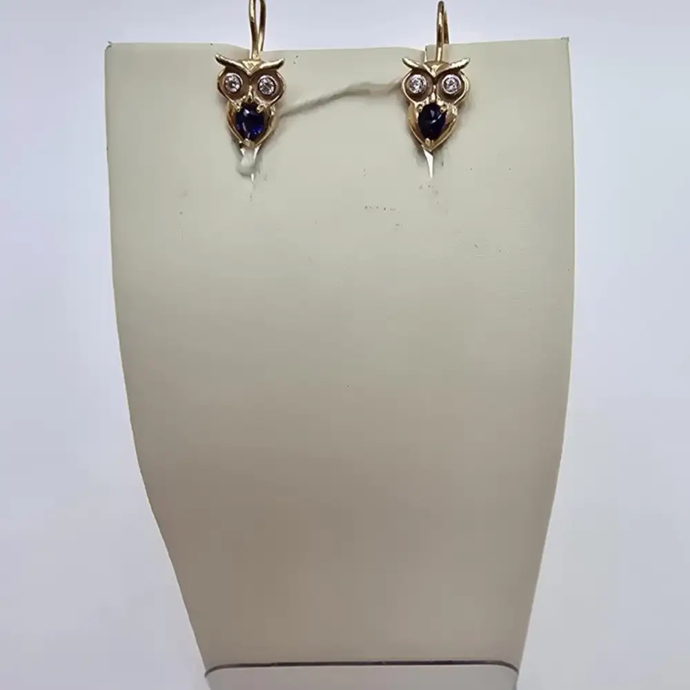 Серьги с ситаллом из красного золота 585 пробы 1