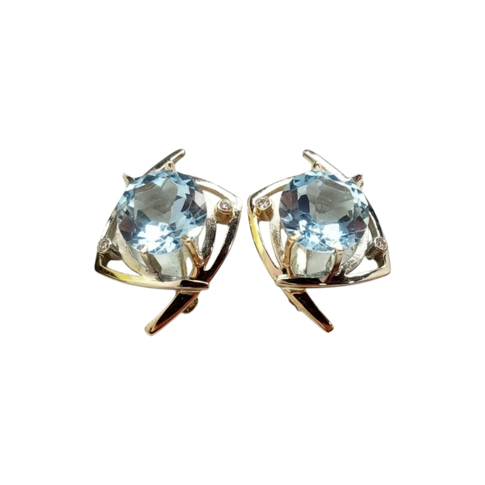 Серьги с топазом из красного золота 585 пробы