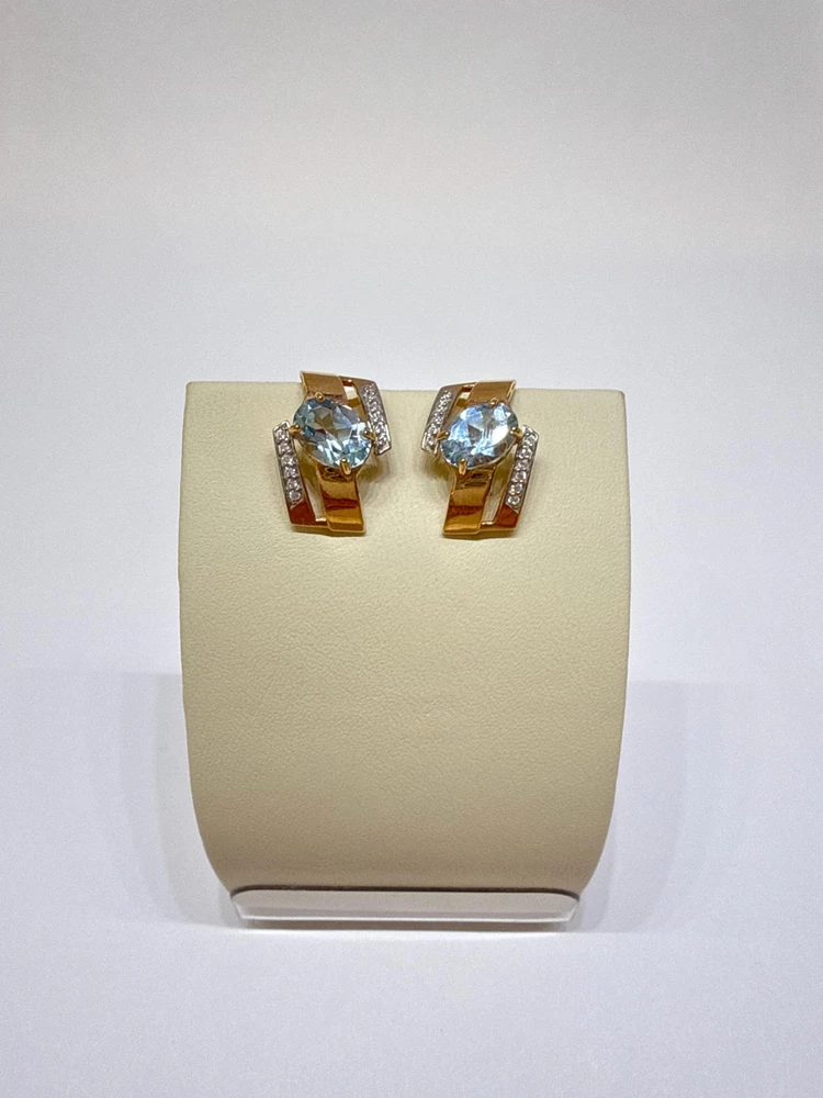 Серьги с топазом из красного золота 585 пробы