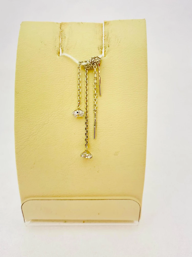 Серьги-продевки с фианитом из белого золота 585 пробы