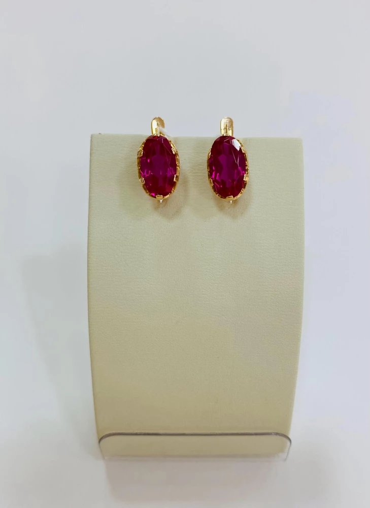 Серьги с фианитом из красного золота 583 пробы