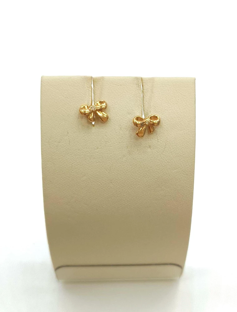 Серьги с фианитом из красного золота 585 пробы