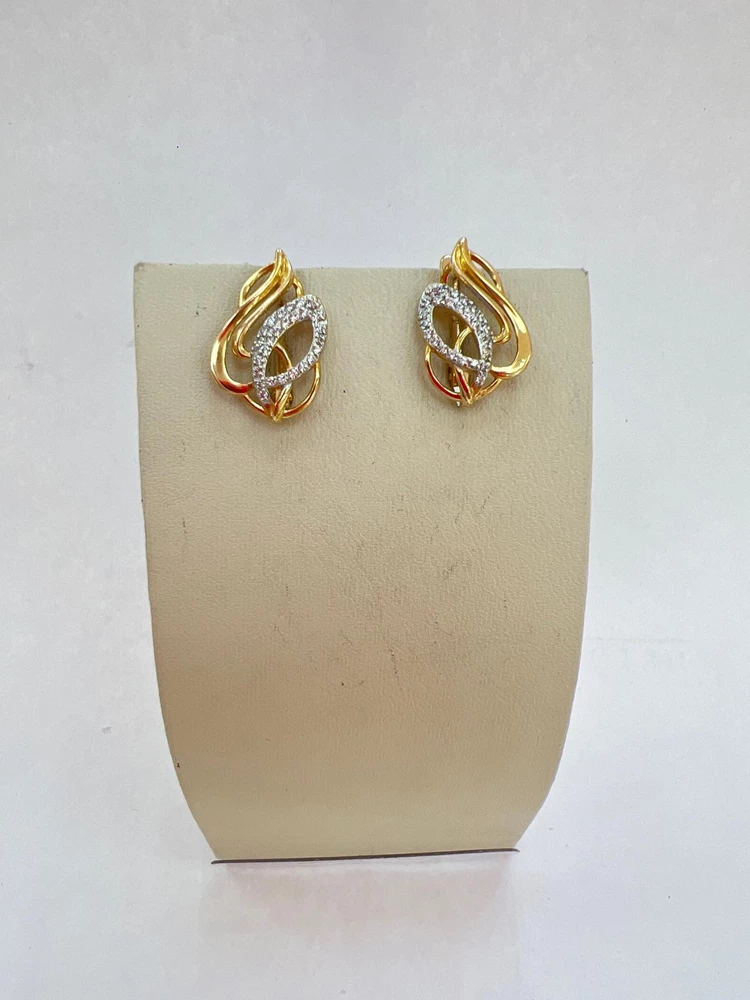 Серьги с фианитом из красного золота 585 пробы
