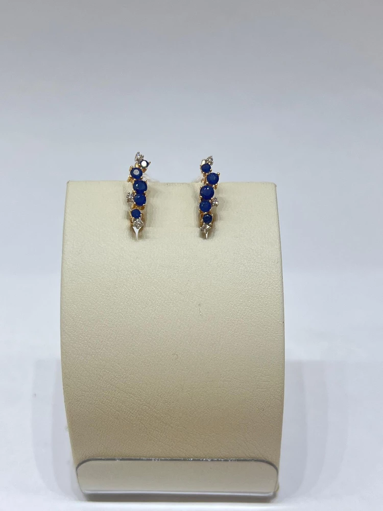 Серьги с сапфиром из красного золота 585 пробы