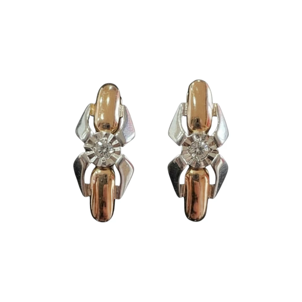 Серьги с бриллиантом из красного золота 585 пробы