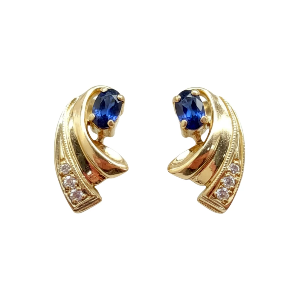 Серьги с сапфиром из красного золота 585 пробы