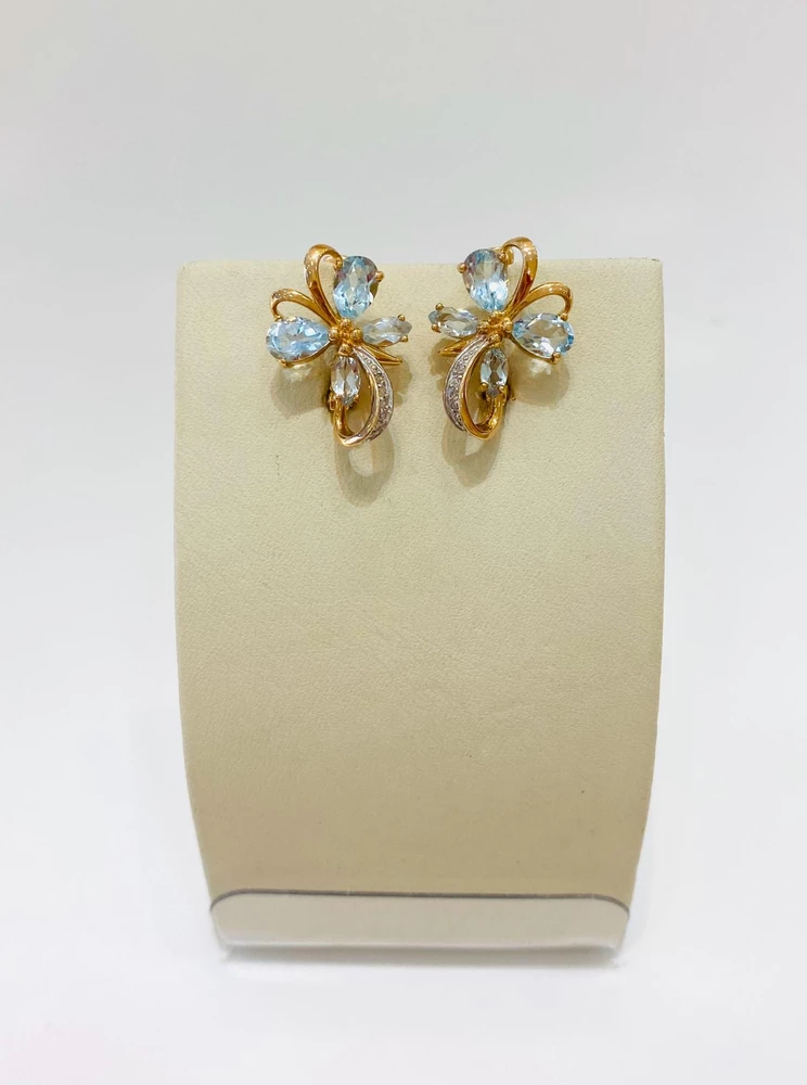 Серьги с топазом из красного золота 585 пробы