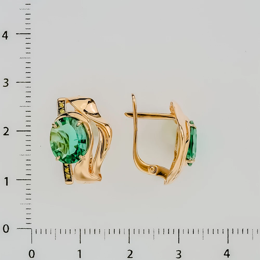 Серьги с ситаллом из красного золота 585 пробы