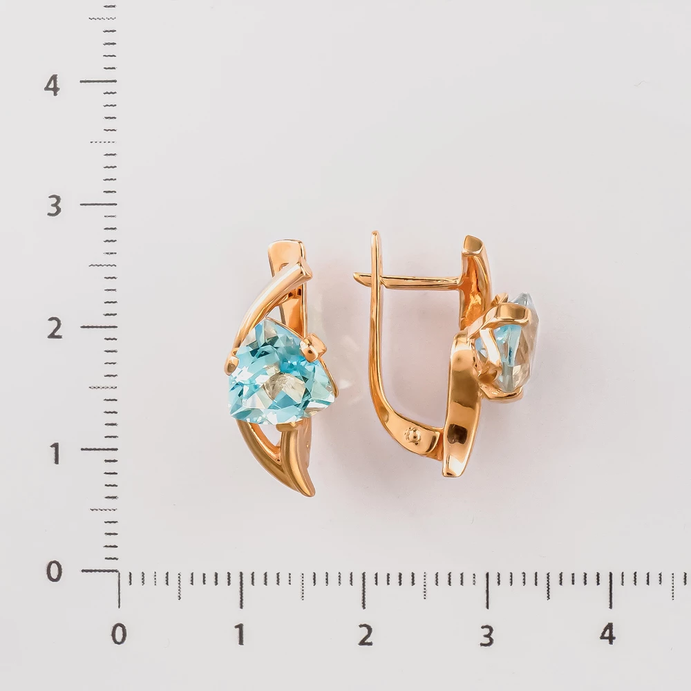 Серьги с топазом из красного золота 585 пробы