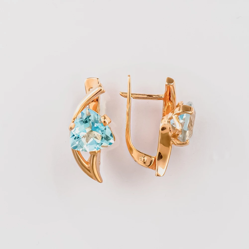 Серьги с топазом из красного золота 585 пробы