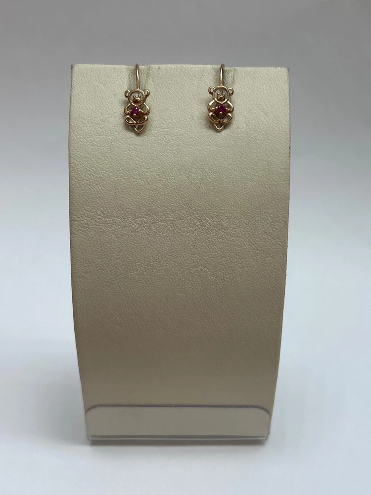 Серьги с фианитом из красного золота 375 пробы