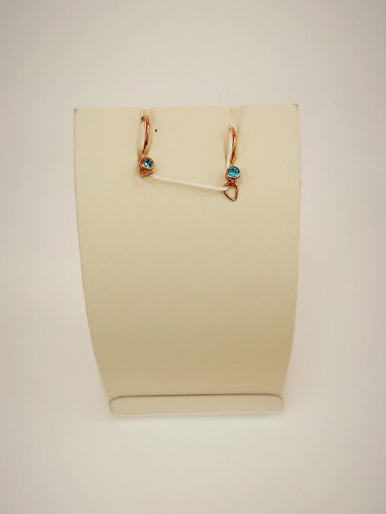 Серьги с фианитом из красного золота 375 пробы