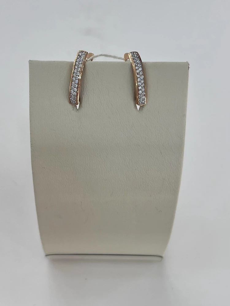 Серьги с фианитом из красного золота 375 пробы