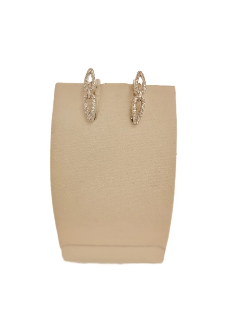 Серьги с фианитом из белого золота 585 пробы