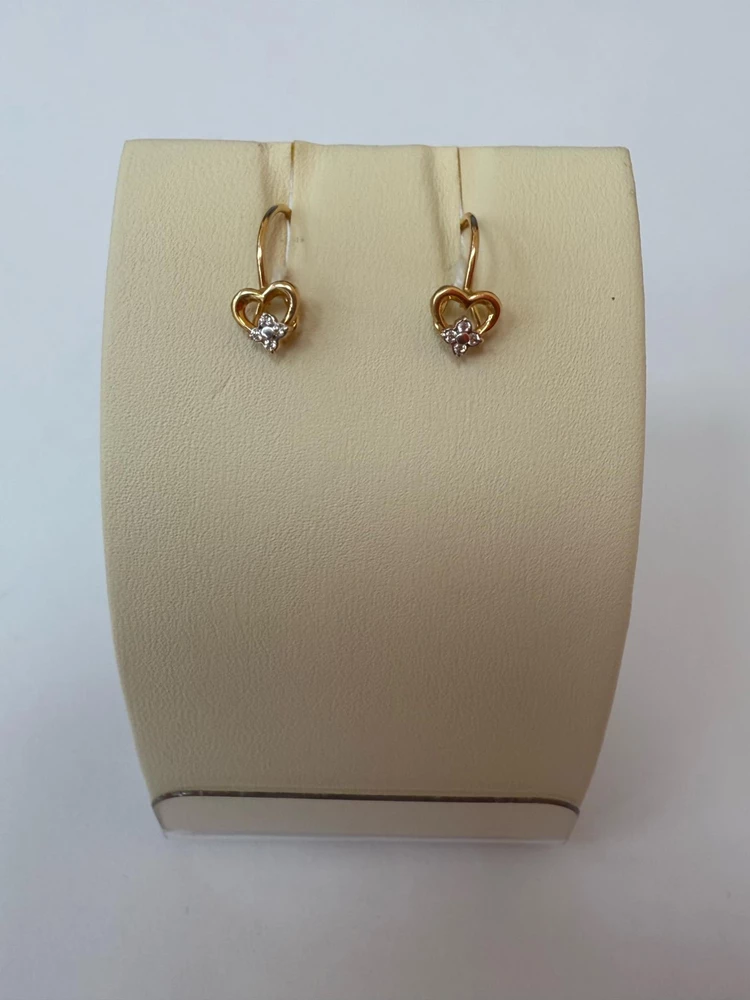 Серьги с фианитом из красного золота 585 пробы