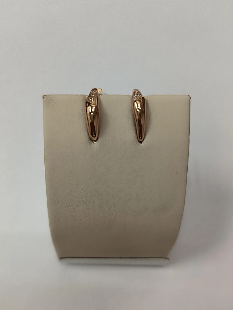 Серьги с фианитом из красного золота 585 пробы