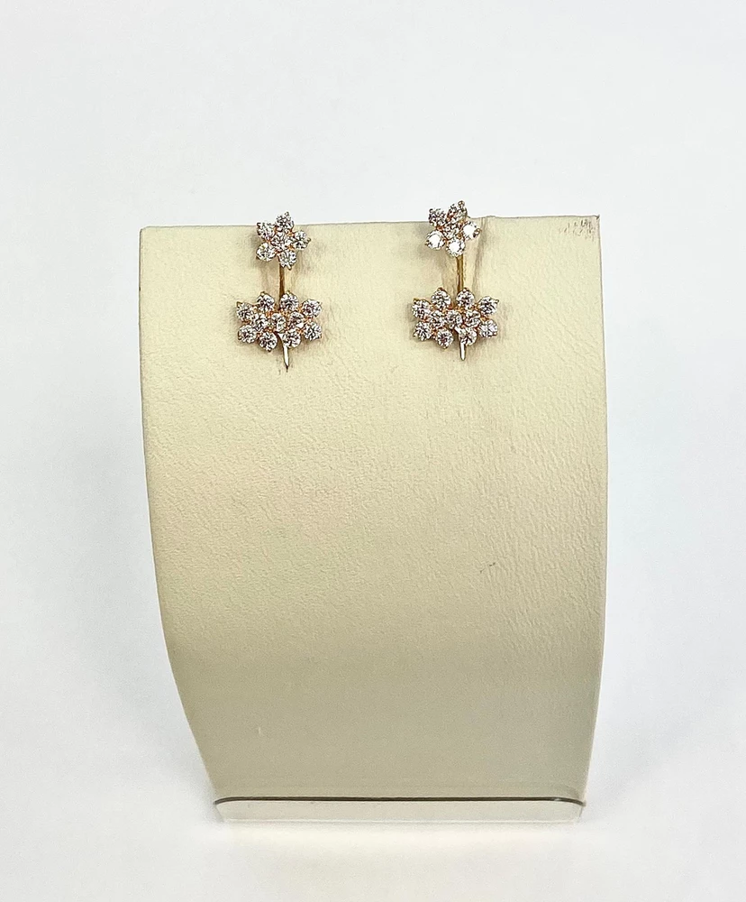 Серьги с фианитом из красного золота 585 пробы