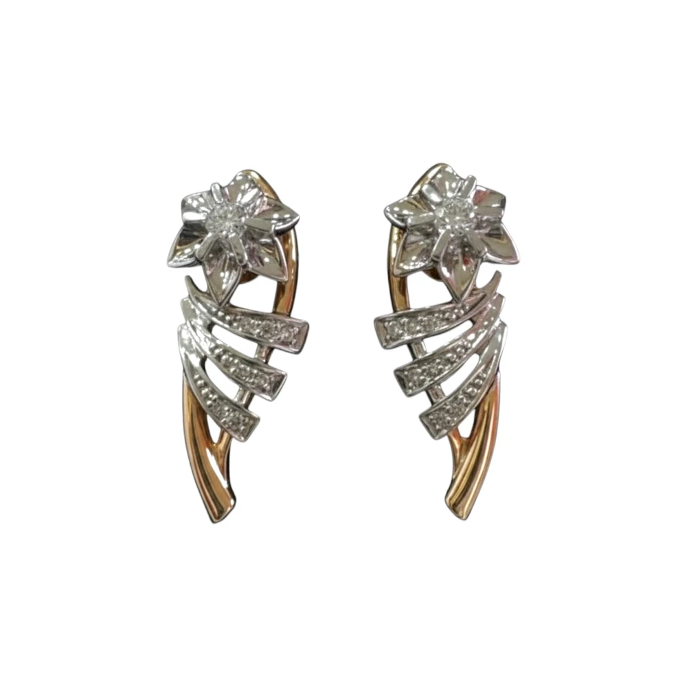 Серьги с бриллиантом из красного золота 585 пробы