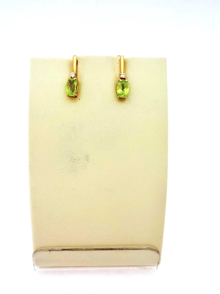 Серьги с хризолитом из красного золота 585 пробы