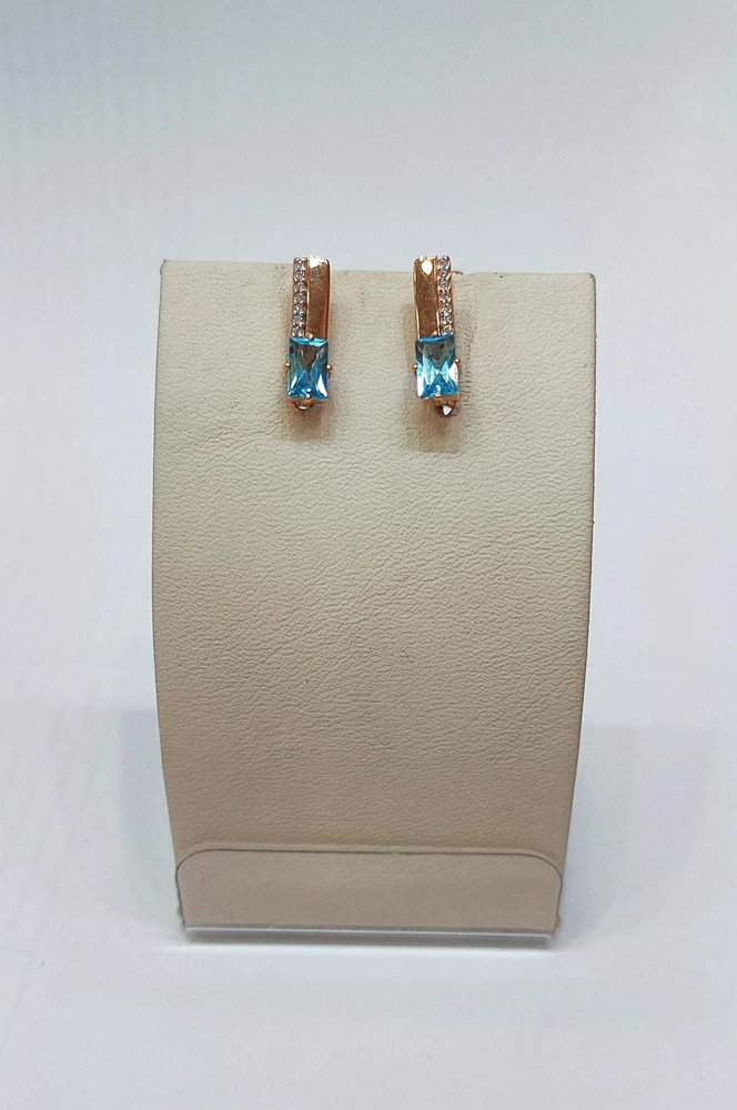 Серьги с топазом из красного золота 585 пробы