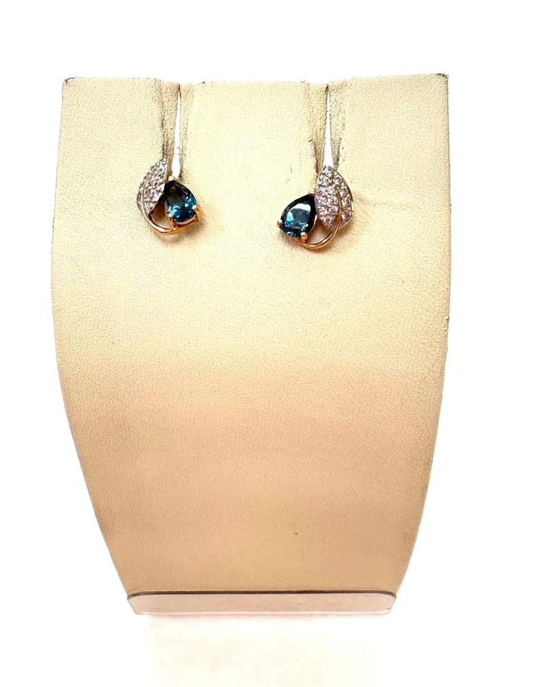 Серьги с топазом лондон из красного золота 585 пробы