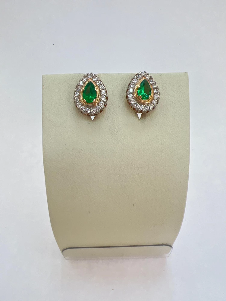 Серьги с ситаллом из красного золота 585 пробы