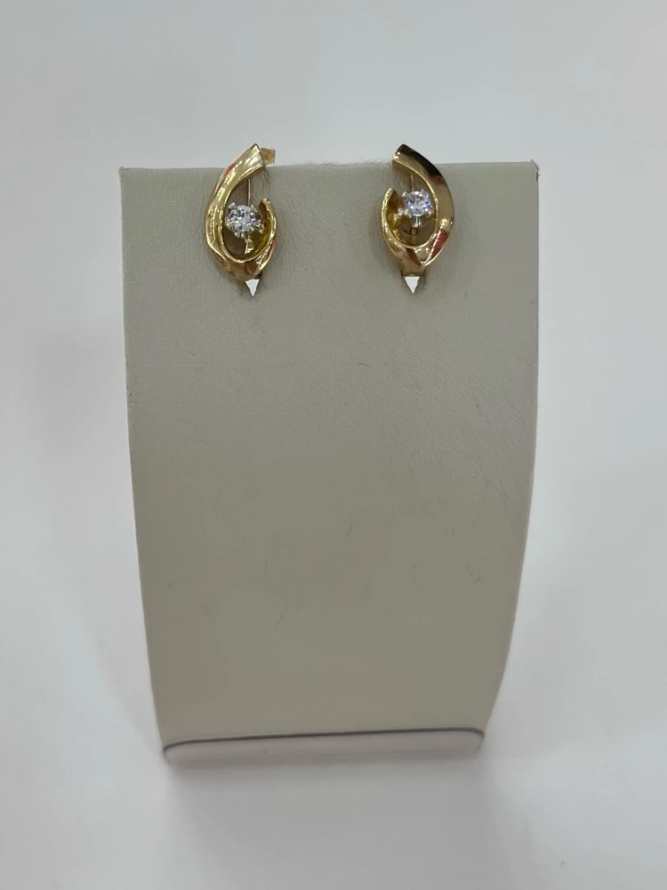 Серьги с фианитом из желтого золота 585 пробы