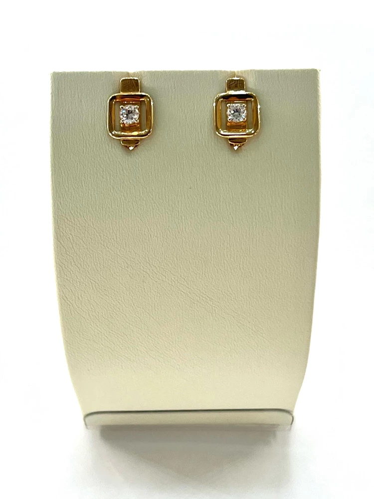 Серьги с фианитом из желтого золота 585 пробы