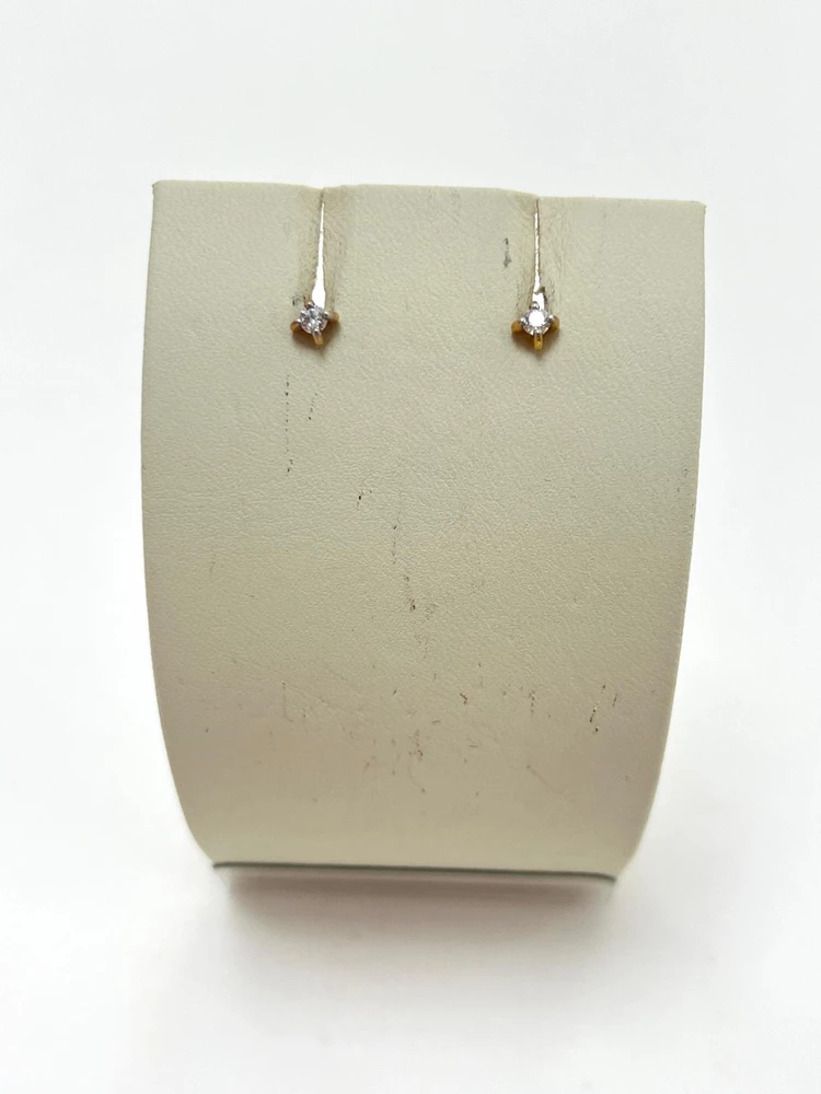 Серьги с фианитом из красного золота 375 пробы