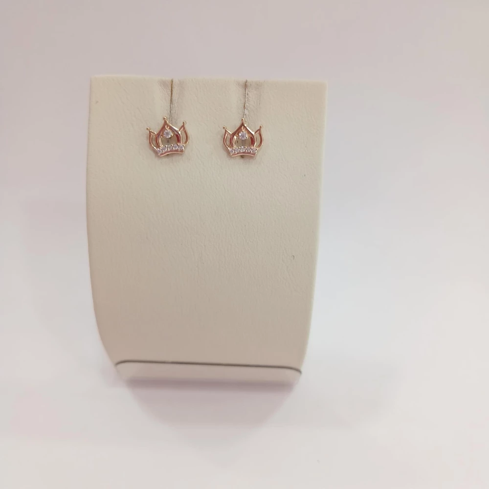 Серьги с фианитом из красного золота 375 пробы