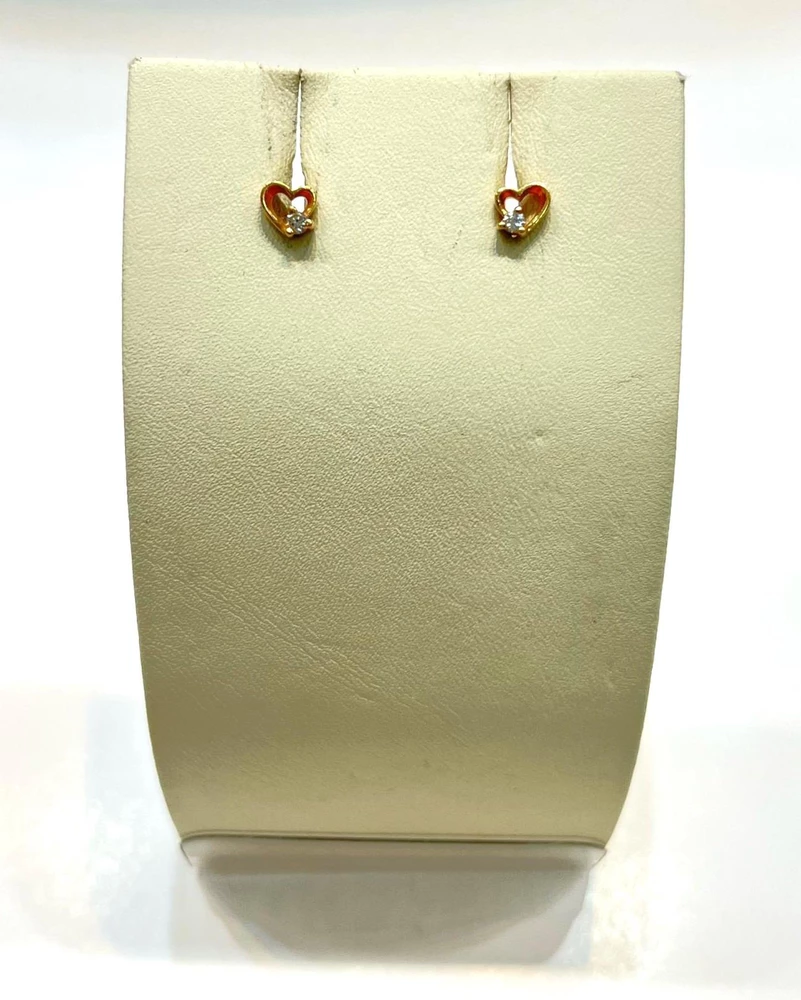 Серьги с фианитом из красного золота 585 пробы