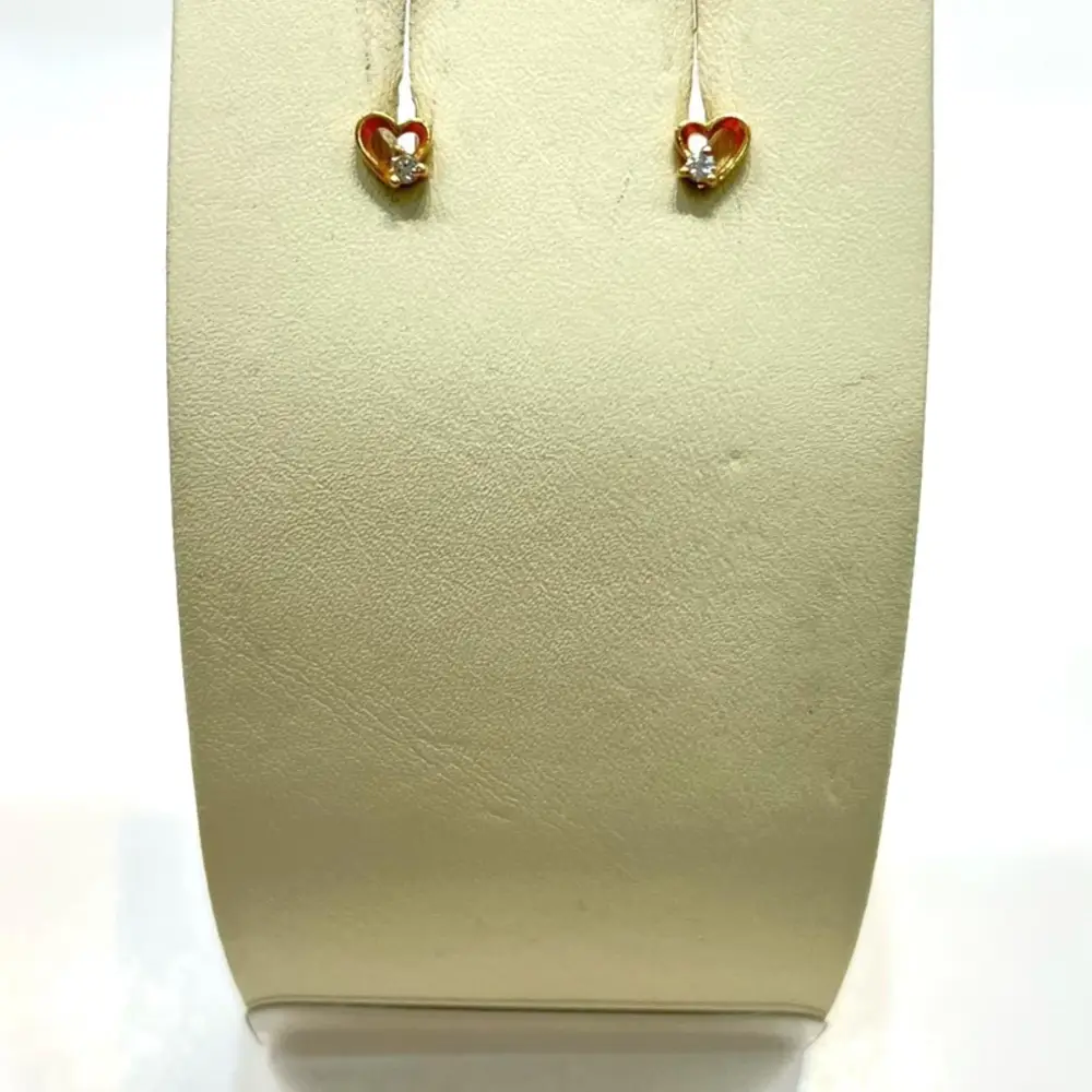 Серьги с фианитом из красного золота 585 пробы